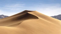 Paysage désertique serein de dunes sous un ciel bleu clair