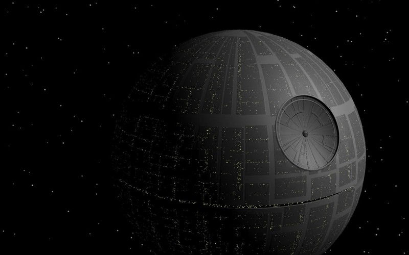 Крупный план звезды смерти в темноте ночи. (звезда смерти, death star, звёздные войны, star wars, астрономический объект)