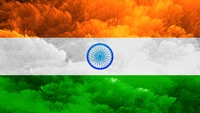 Vibrant Representation of the Indian National Flag with Dynamic Background