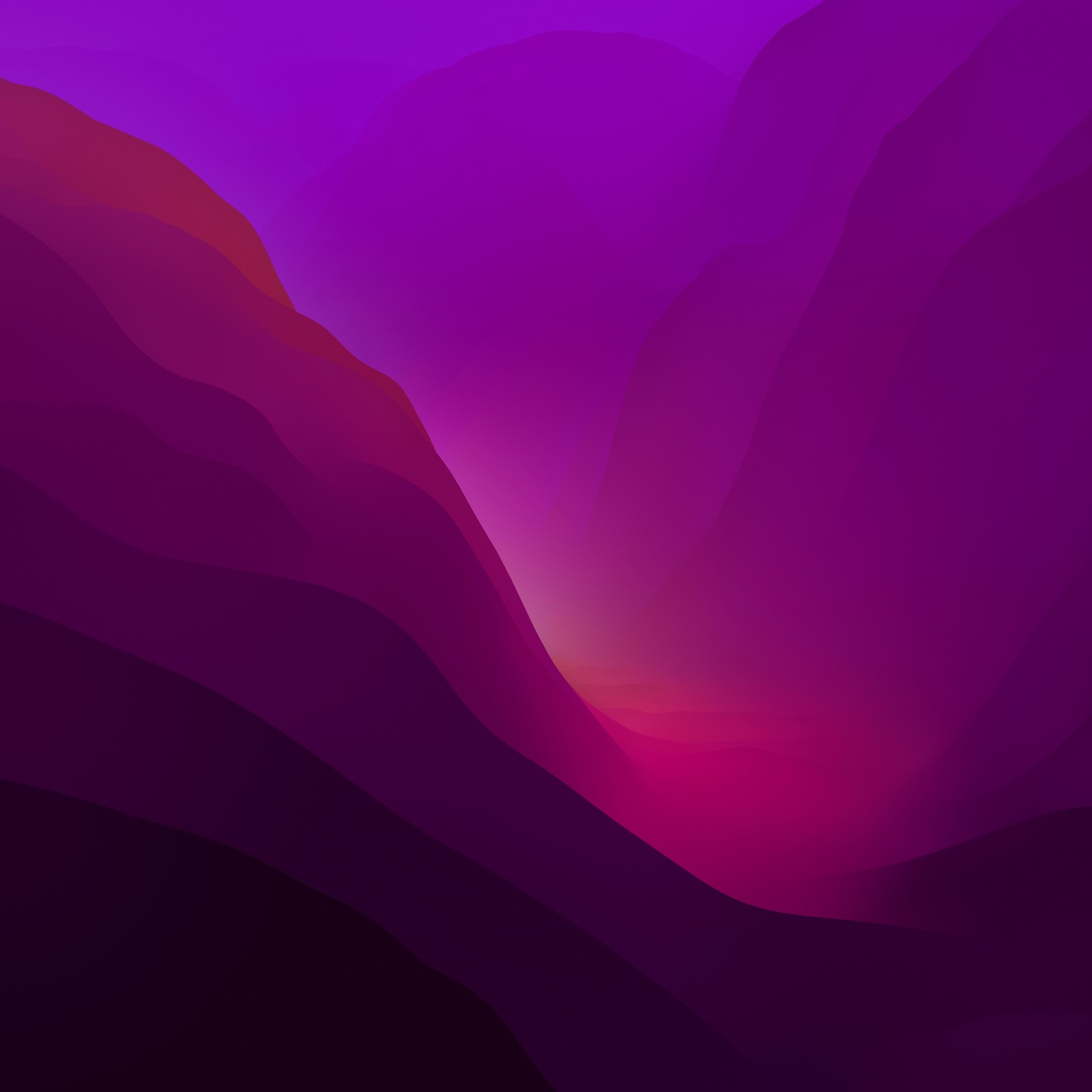 Purple mountains with a pink sky and a purple sky (macos monterey, pink aesthetic, stock, dark mode, layers)