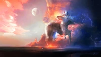 loup, fantaisie, animaux, animal, art numérique