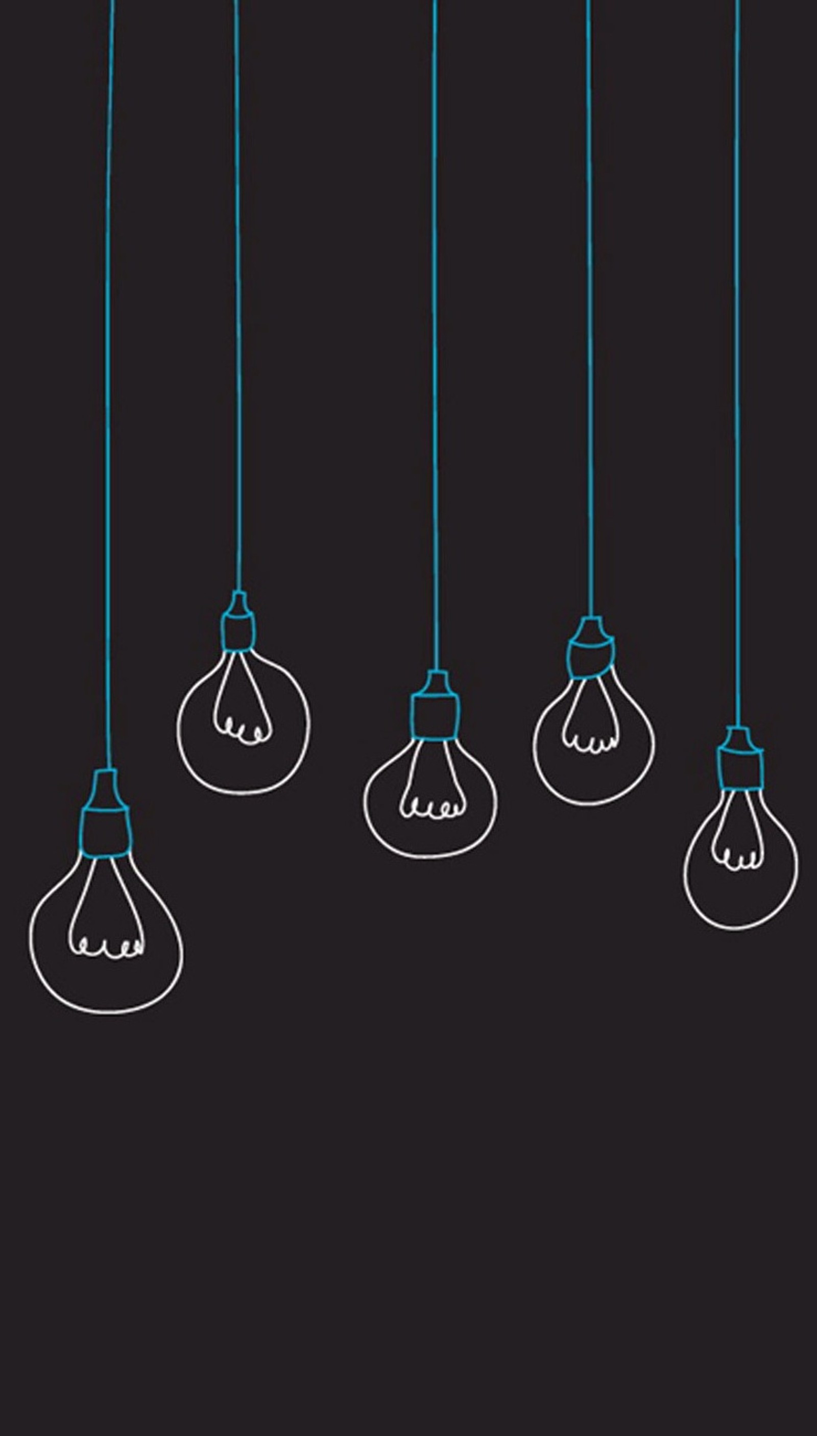 A group of light bulbs hanging from a string on a black background (bulbs, light)