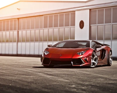 Sleek rojo Lamborghini Aventador: una obra maestra moderna de supercoche