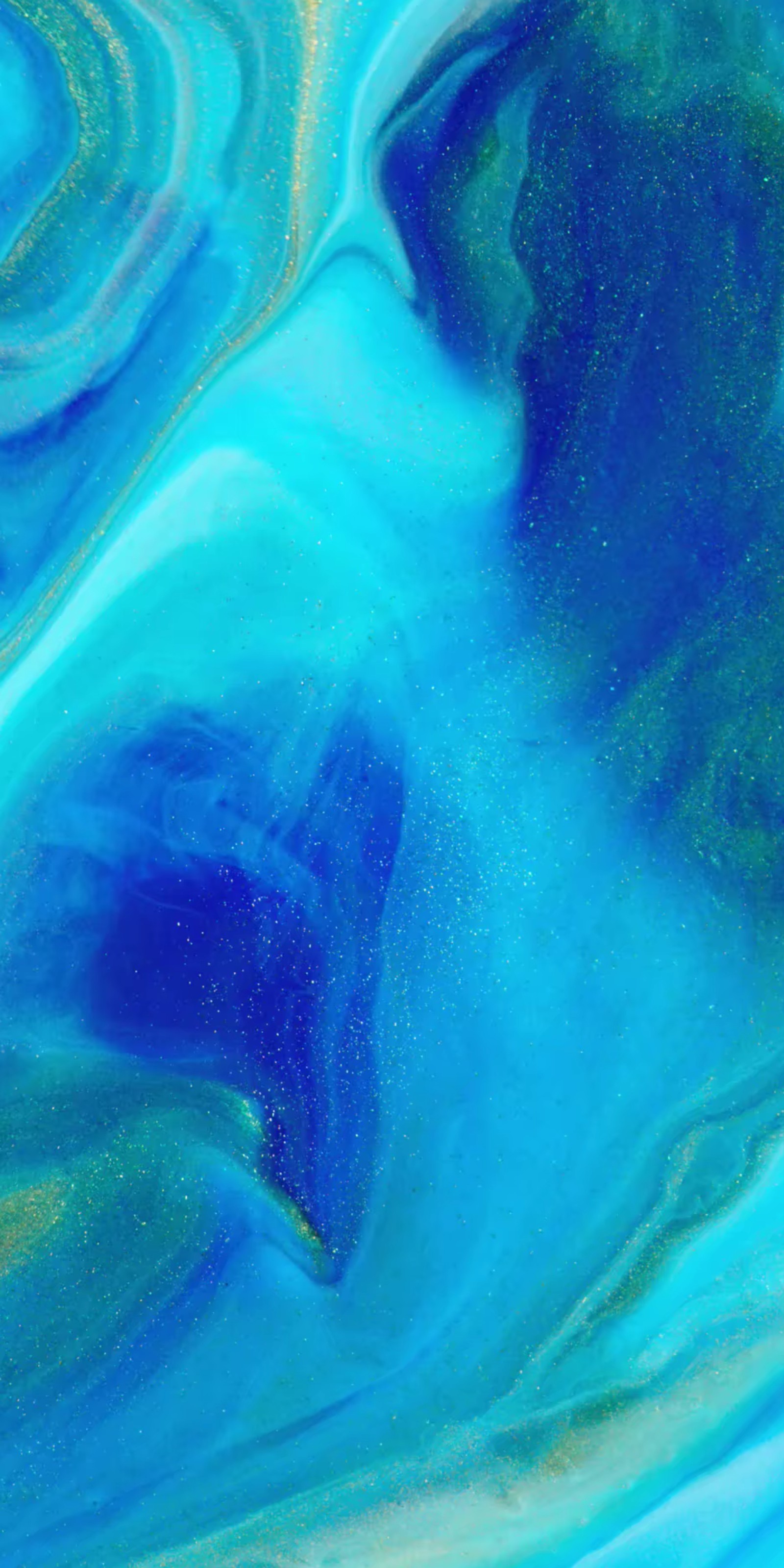 A close up of a blue and green liquid swirl with a white background (10, 11, apple, display, glass)