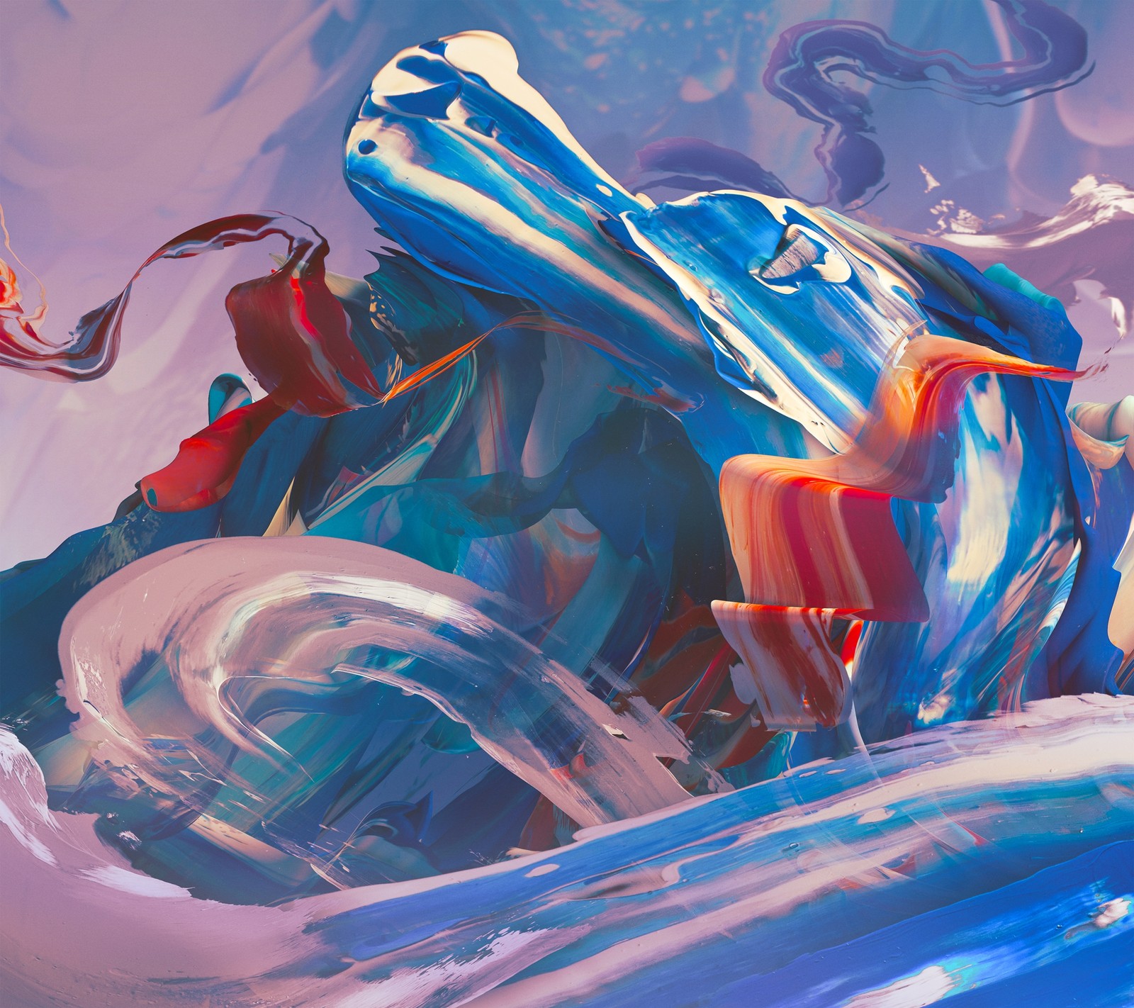 Painting of a woman riding a motorcycle in a blue and white outfit (abstract, color, colour, oneplus, paint)