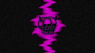 skull, twin, twin pink, glow, neon