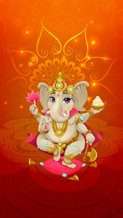 Vibrant Illustration of Lord Ganesha for Ganesh Chaturthi Celebration