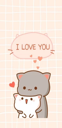 cartoon, cat, grey, heart, i love you