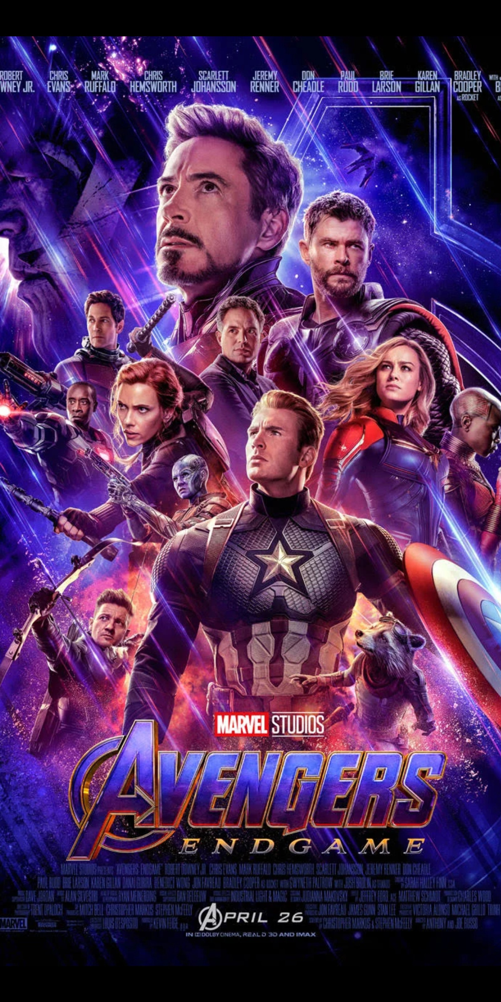 Affiche du film avengers: endgame (captain marvel, fin de partie, endgame, galaxie, gardiens)