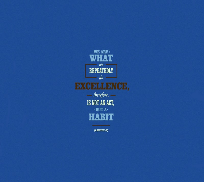 Синее небо с цитатой на нем (aristotle quote, excellence)