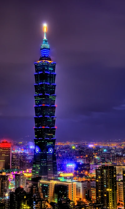 Skyline illuminée de Taipei la nuit