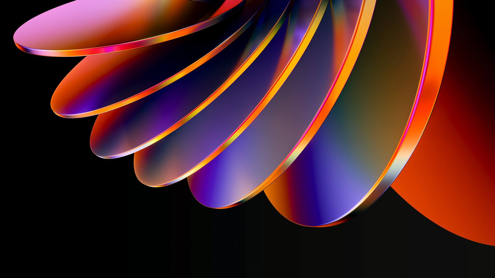 A close up of a colorful flower on a black background (geometric, 3d render, digital abstract, black background, 5k)