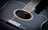 Guitare acoustique noire élégante avec rosette détaillée