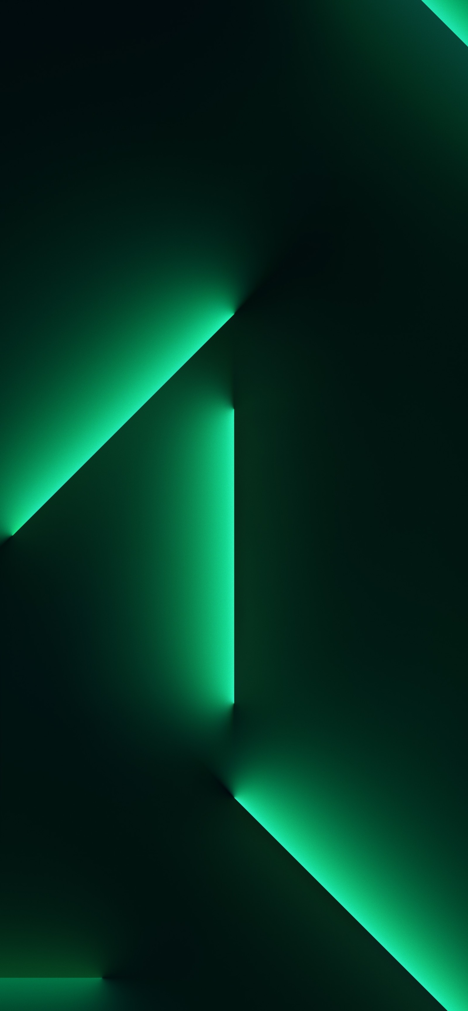 A close up of a green light in a dark room (smartphone, apples, ios, colorfulness, rectangle)