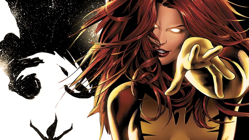 Крупный план женщины с красными волосами и желтой футболкой (жан грей, jean grey, marvel comics, комиксы)