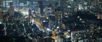 Horizonte nocturno de Tokio: Una vibrante metrópoli urbana