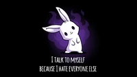 cute rabbit, motivational quotes, 5k, 8k, black background wallpaper