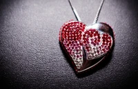 Red Heart Pendant Necklace with Sparkling Rhinestones