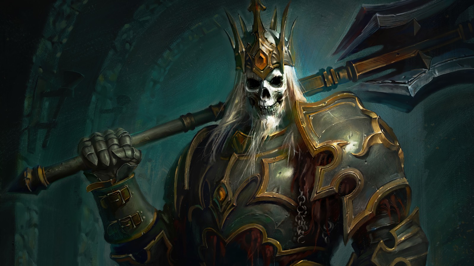 Скачать обои диабло бессмертный, diablo immortal, видеоигра, the skeleton king, монстр