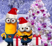 cartoons, merry christmas, minion christmas, santa, winter