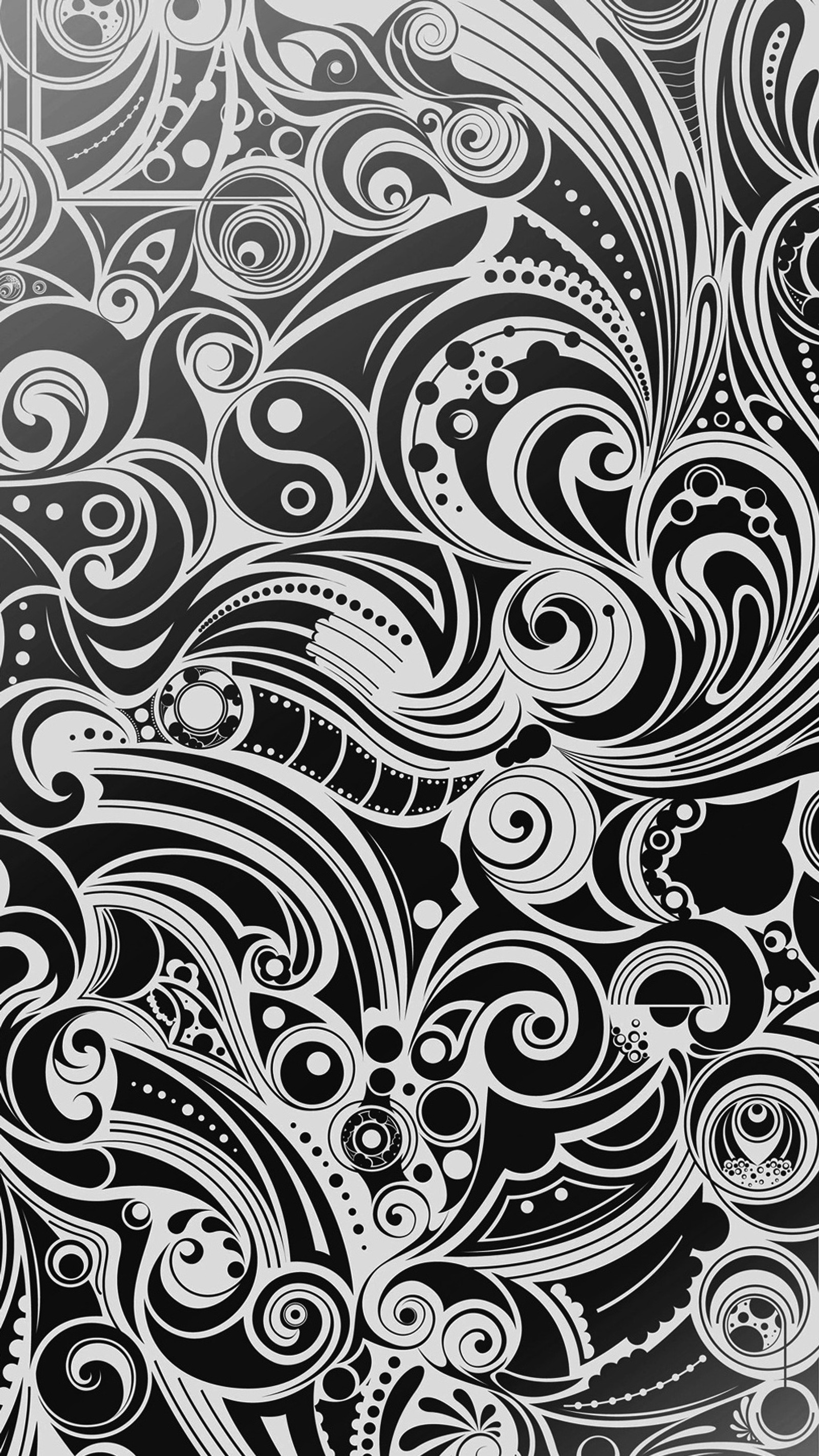 A close up of a black and white drawing of a pattern (art, black, pattern, white)