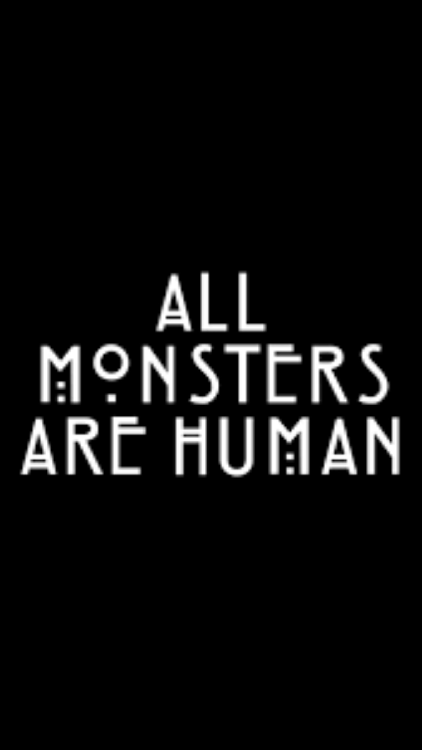 Ein schwarz-weißes foto mit dem text 'alle monster sind menschlich' (amerikanisch, dunkel, depressiv, horror, zitat)