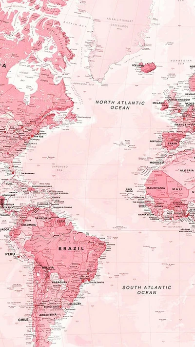 estética, colorido, mapa, oceanos, rosa