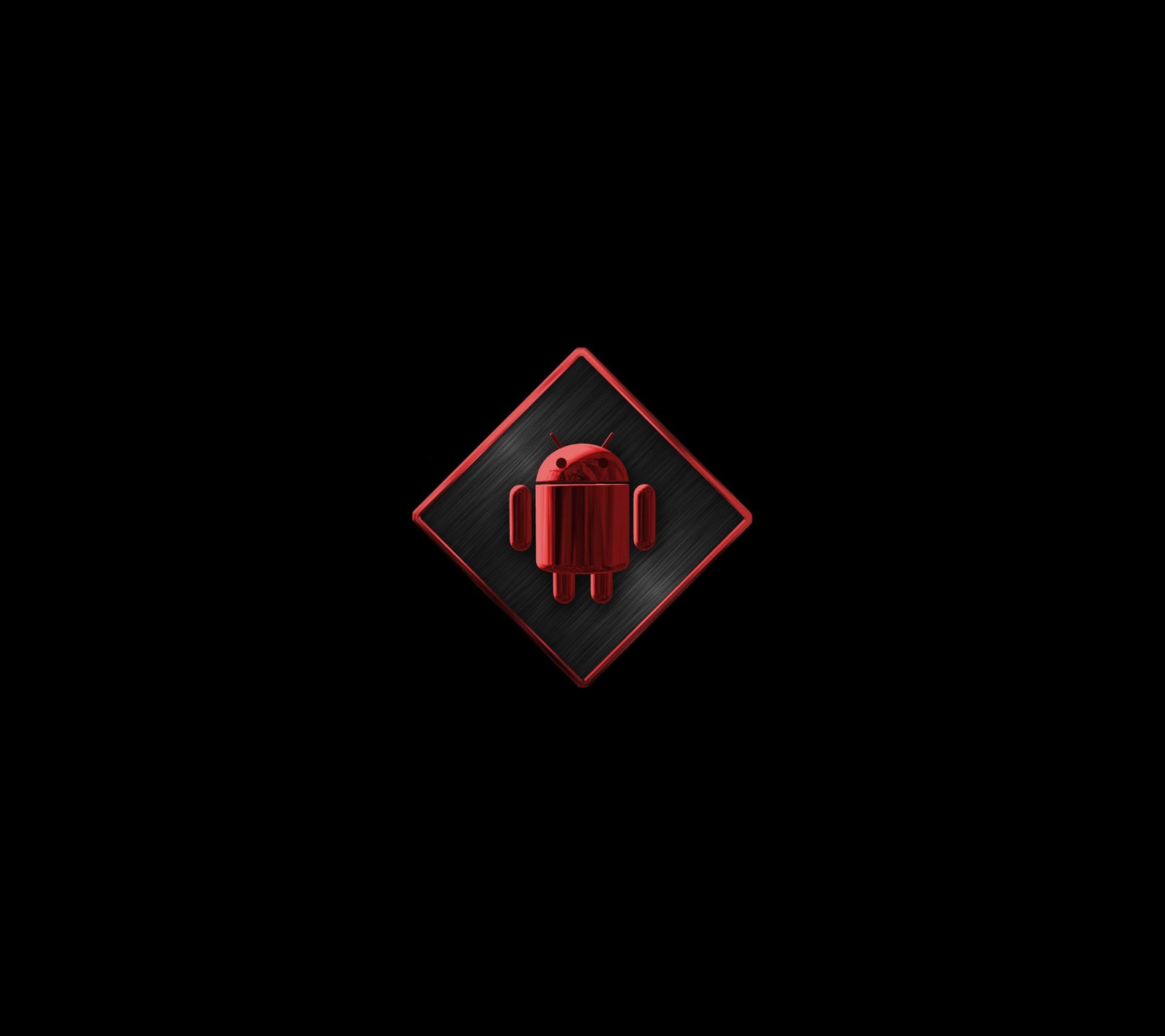 Um close em um logotipo vermelho e preto sobre um fundo preto (abstrato, android, preto, hd, logotipo)