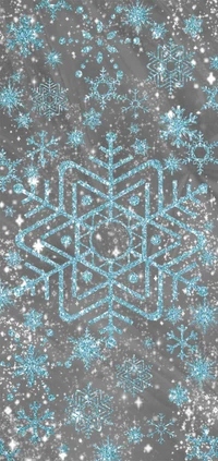 Elegant Blue Snowflakes on a Silver Background for Christmas