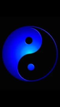 Design do símbolo Yin Yang azul em fundo preto