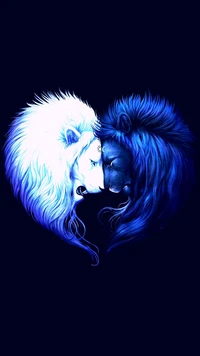 bleu, glace, lions, amour