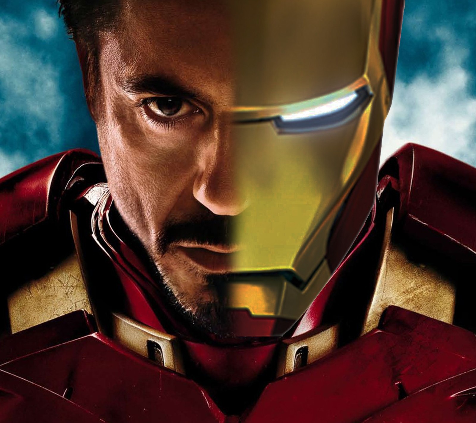 Iron man im anzug mit leuchtendem helm (comic, klasse, geek, ironman, marvel)