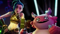 Jinx and her adorable companion in Teamfight Tactics