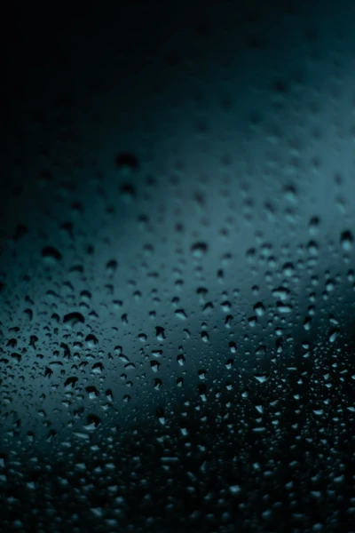 Close-Up of Raindrops on a Dark Surface