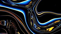 Abstract Colorful Waves on Black Background - 5K Wallpaper