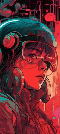 Futuristic Street Art Portraying a Cool Character with Headphones and Glasses