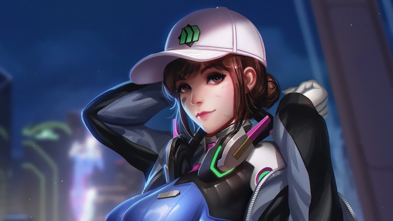 Крупный план человека в шляпе и бейсболке (dva, overwatch, видеоигра)