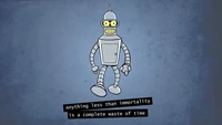 Bender from Futurama with the quote: "Anything less than immortality is a complete waste of time.