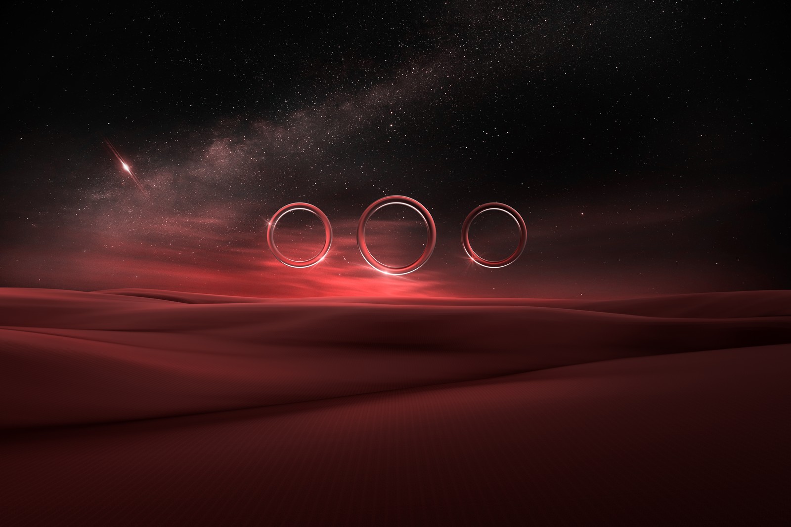 desert, starry sky, night, circles, fusion Download Wallpaper