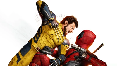 Deadpool y Wolverine chocan en un enfrentamiento épico - Fondo de pantalla 8K