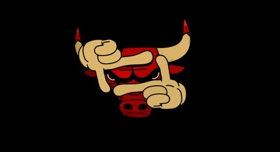 Minimalist Chicago Bulls Logo on Black Background