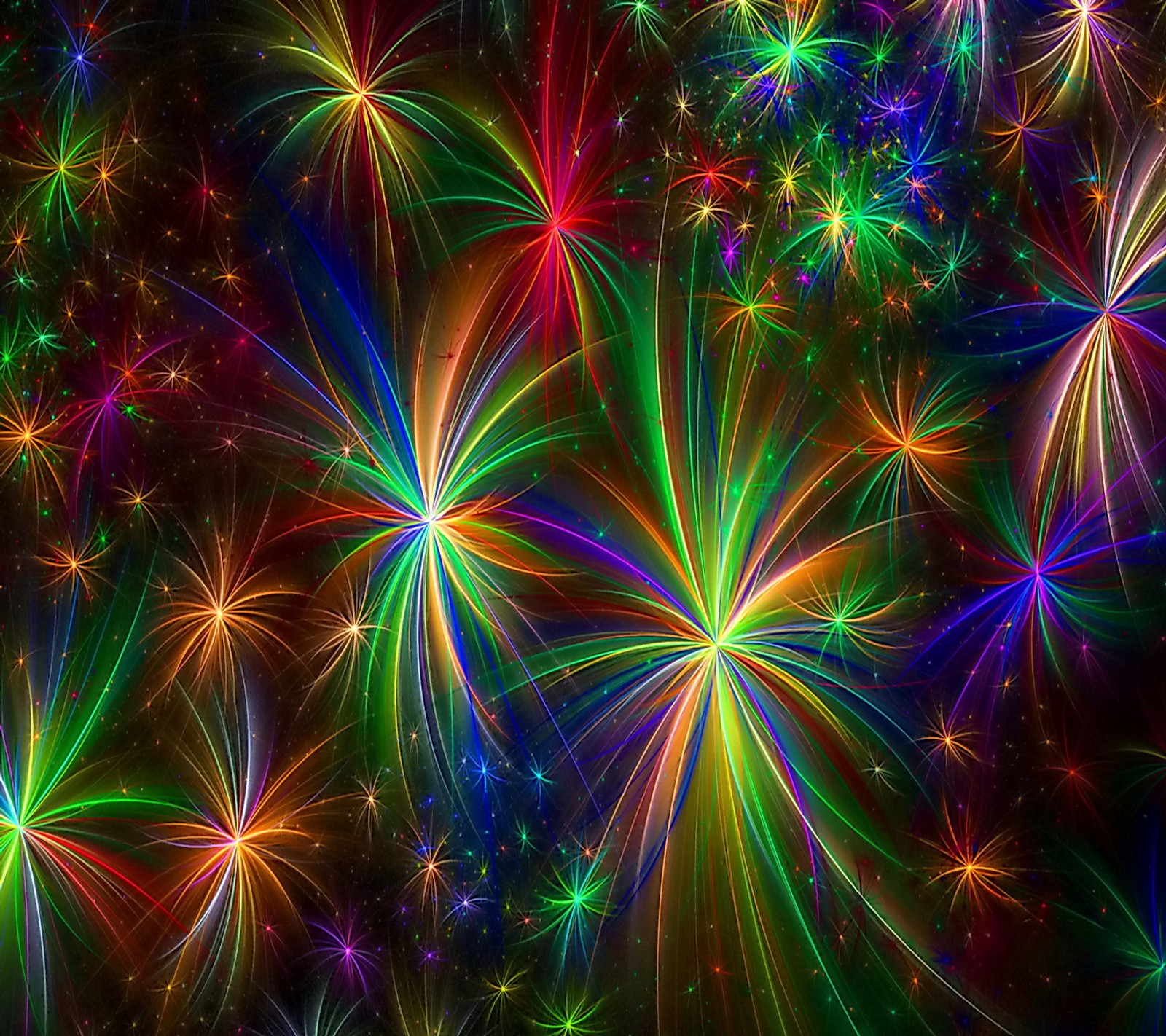 A close up of a bunch of fireworks in the sky (abstract, fireworks)