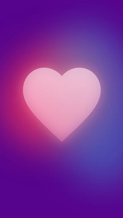 Soft gradient heart symbol on a vibrant purple background, embodying love and affection.