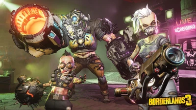 Dynamisches Trio von Kopfgeldjägern in Borderlands 3