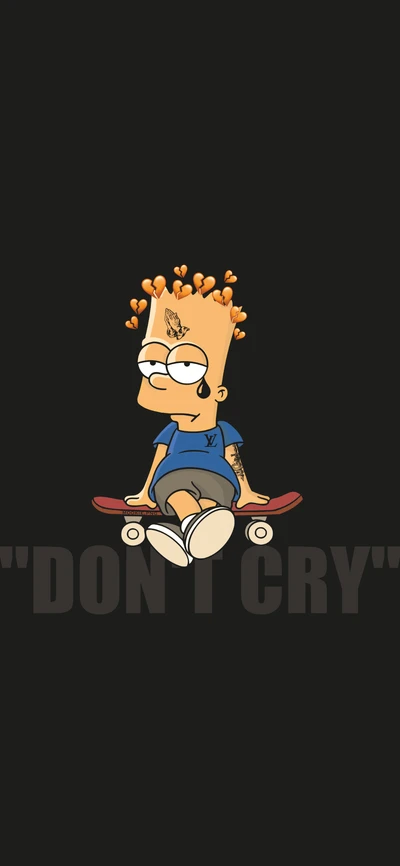 bart simpson, noir, cri, déprimé, iphone