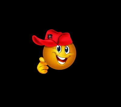 Cheerful Emoji with Red Hat and Playful Smile