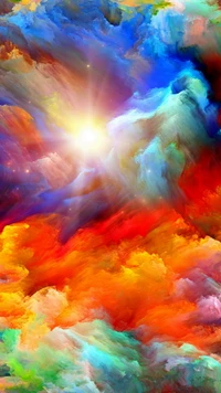 Colorful Celestial Clouds with Radiant Sunlight