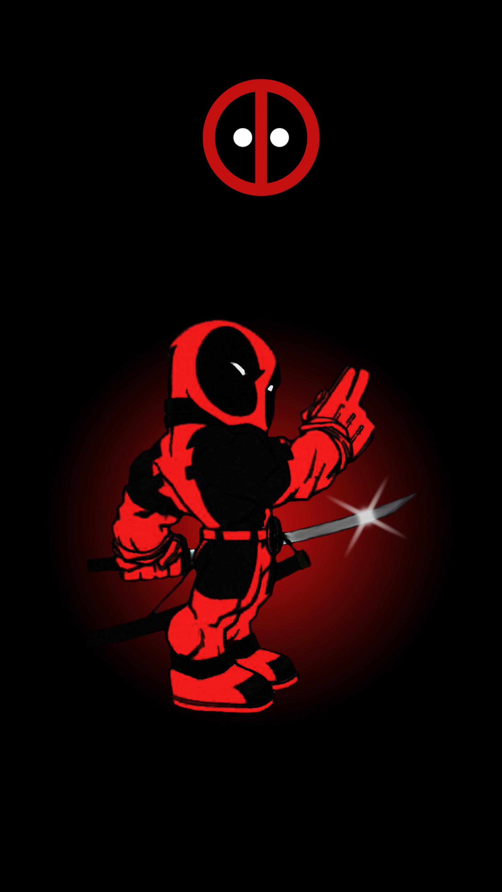 Un primer plano de un personaje de deadpool sosteniendo una espada (cf, mn)