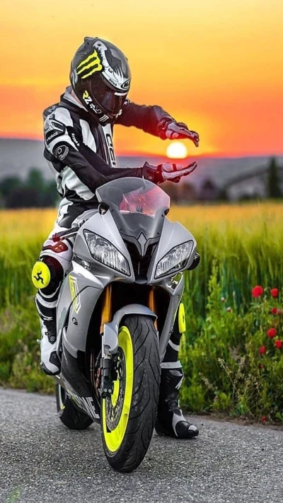 moto, piloto, sonne