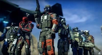 Actiongeladene Truppe von Mecha-Soldaten aus Call of Duty: Infinite Warfare